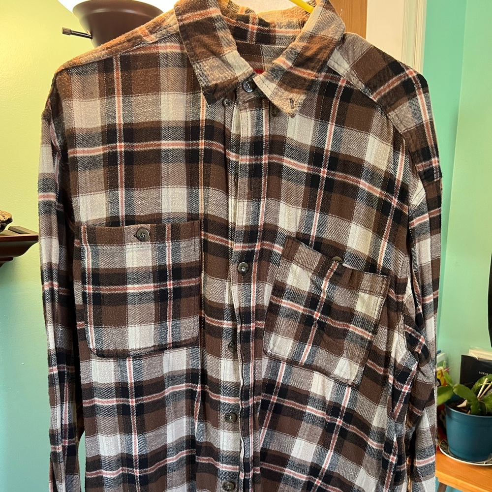 Avett Brothers embroider long sleeve flannel shirt. Size LT